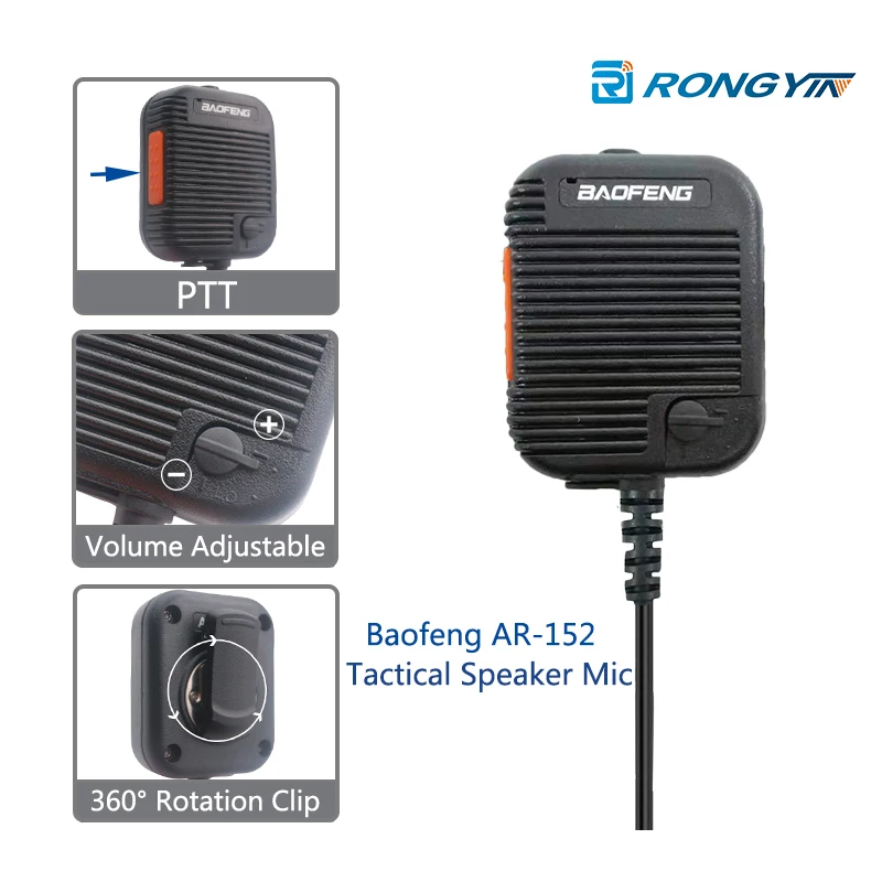 Baofeng AR-152 Walkie Talkie Microphone PTT Radios Speaker Keenwood 2-Pin Type Handheld Mic For UV-K5 UV-16 BF-1701 UV-13 DR1801 thumbnail 3