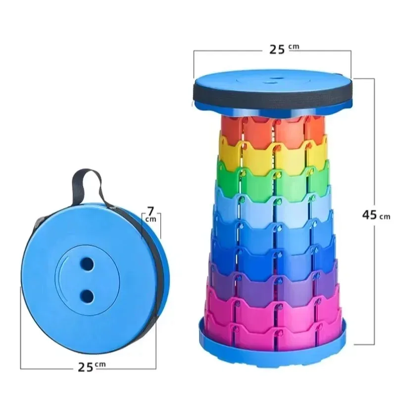 Portable Plastic Folding Telescopic Chair, Lightweight Adjustable Stool for Fishing Beach Camping, Compact Outdoor Foldable Seat thumbnail 5