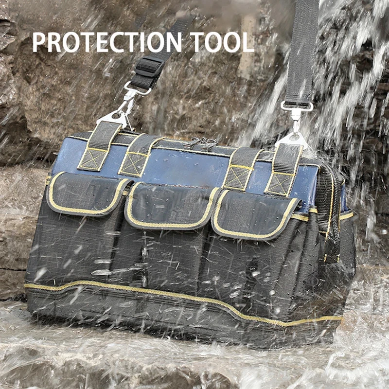 Multifunctional Tool Bag Large Capacity Oxford Canvas Waterproof Bag Thicken Wear-Resistant Tool Repair Storage Electrician Bag thumbnail 6