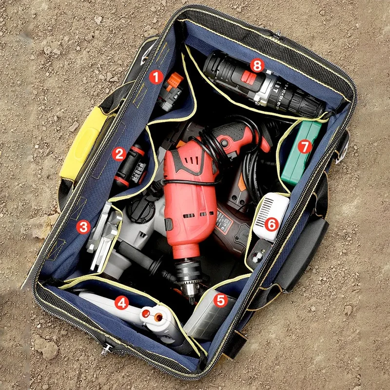 Multifunctional Tool Bag Large Capacity Oxford Canvas Waterproof Bag Thicken Wear-Resistant Tool Repair Storage Electrician Bag thumbnail 3