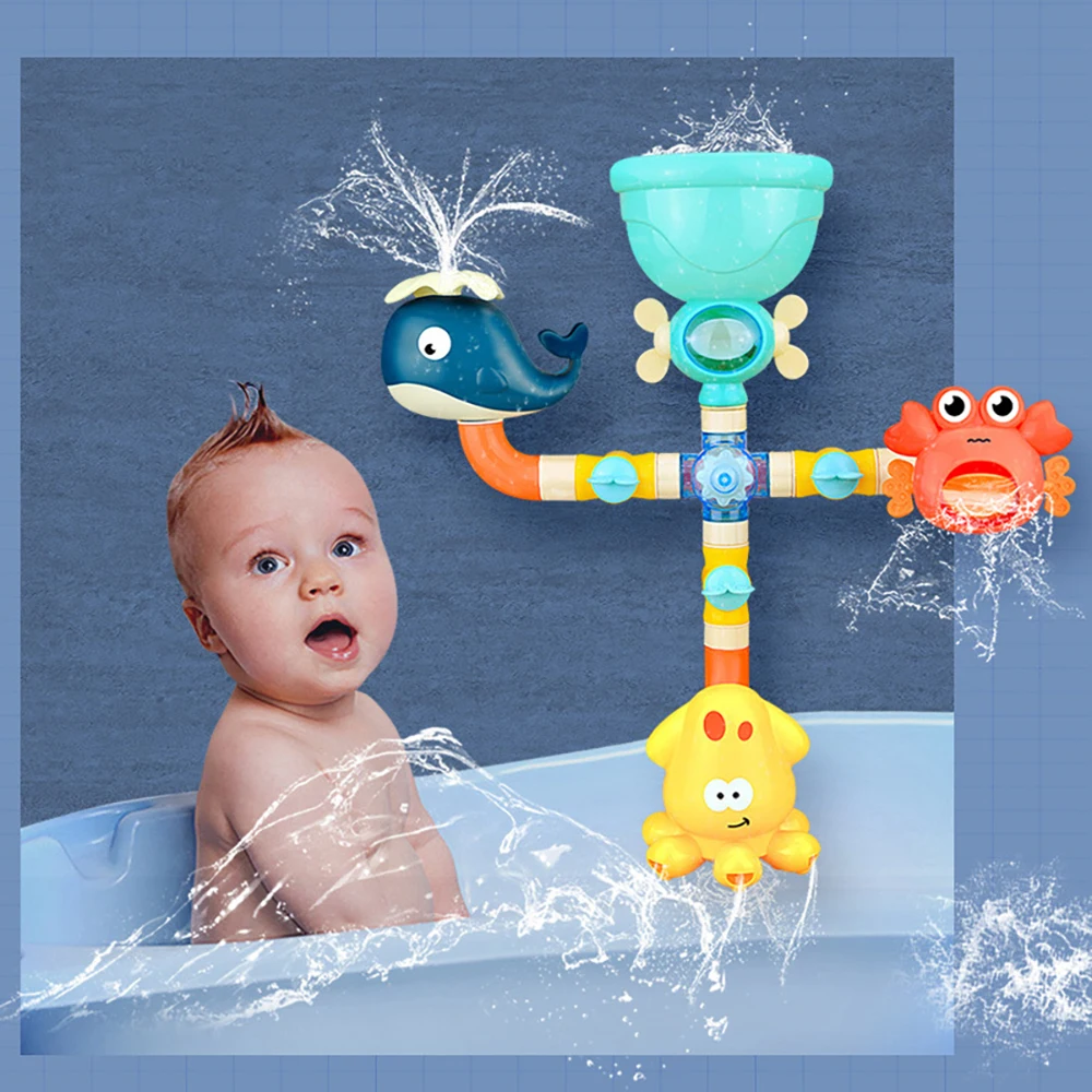 Baby Bath Toys Bathtub DIY Pipes Tubes Bath Time Water Game Spray Swimming Bathroom Toys for Toddlers Kids Gifts Birthday Gift thumbnail 5