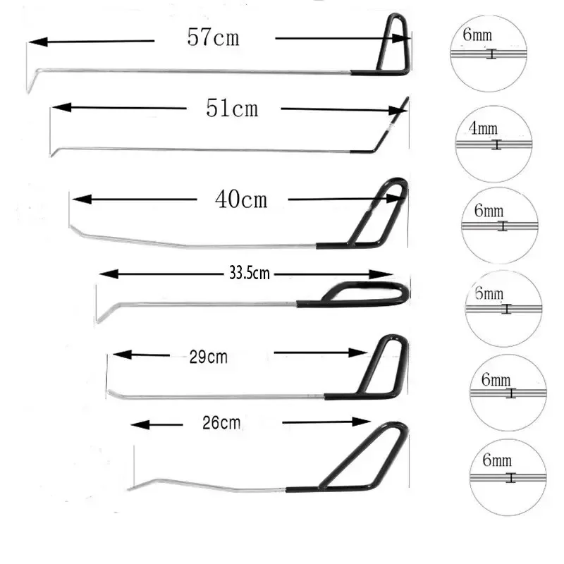 Car Hook Rods Paintless Dent Repair Hail Remover Hooks Rods Kits Auto Body Dents Stainless Steel Hands Tools thumbnail 2