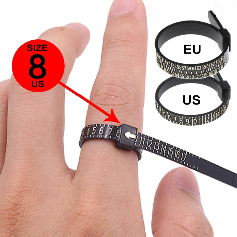 Ring Sizer Tool US EU Size Guide White Black Wedding Ring Finger Gauge for Jewelry Making Measurement thumbnail 4