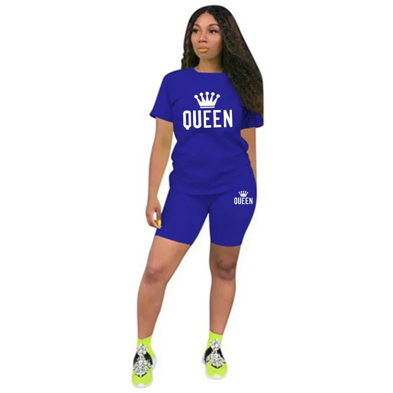 Summer Womens Tracksuit Queen Printing  T-Shirt+Shorts 2 Piece Sets Fashion Casual Sportswear Clothing Luxury Jogging Short Suit thumbnail 4