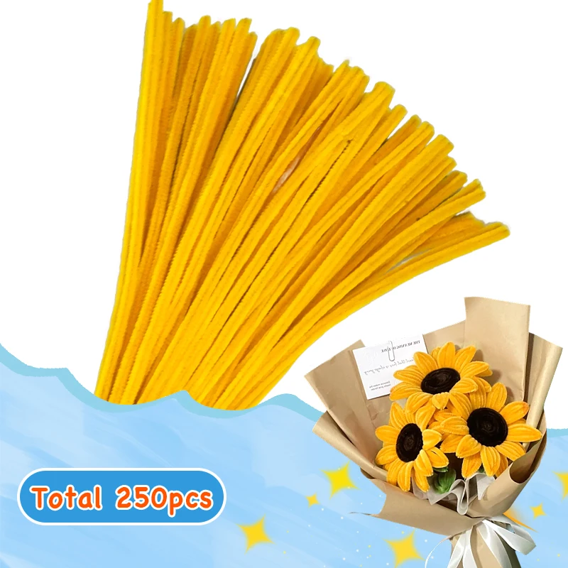 250 Pieces Pipe Cleaners Chenille Stems 5 Assorted Yellow Colors Craft Supplies Bulk for DIY Art and Craft Projects thumbnail 3