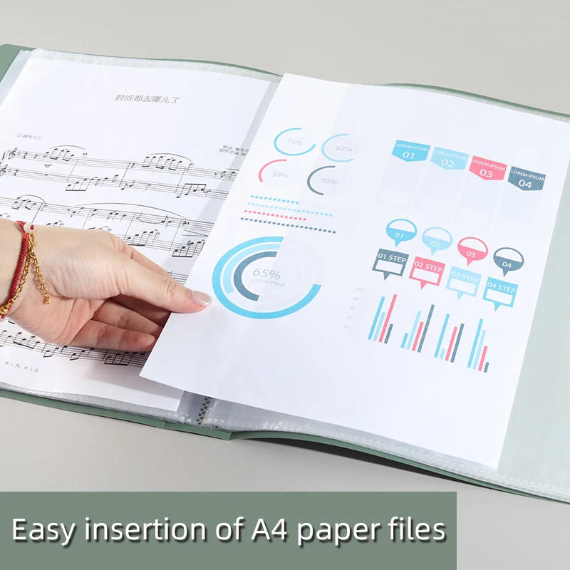 A4 Side-Loading Document Folder Multi-Layer Transparent  Organizer Paper Holder Sheet Music Binder with Dividers 20/30/40/60Page thumbnail 4