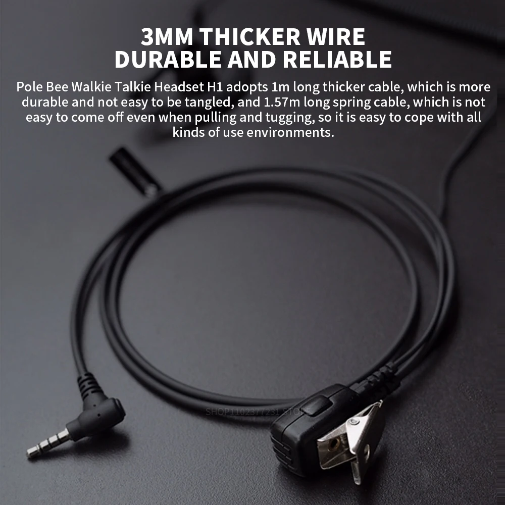 Youpin Beebest Walkie Talkie Earphone H1 3MM Wired Earpiece Ear-hook Headset Spiral Cable for Xiaomi Walkie Talkie Lite/1S/2/2S thumbnail 3