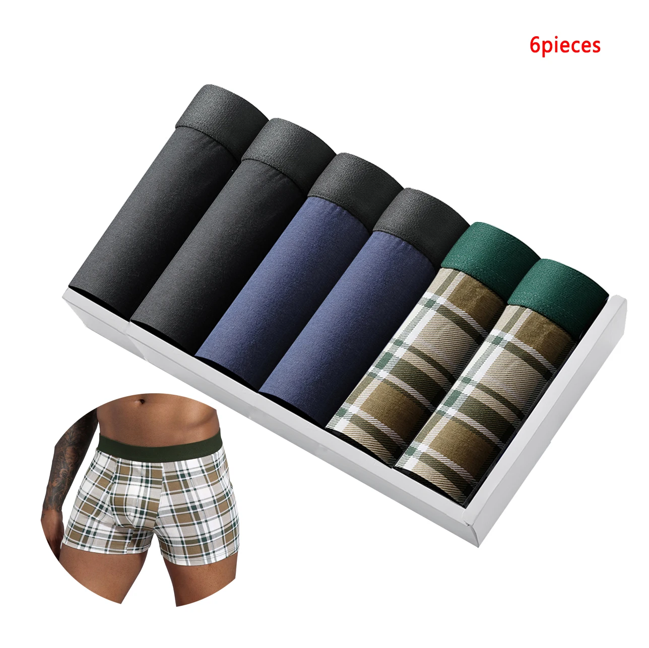 6pcs pack Black Boxer Shorts Men Underwear Soft Breathable Male Underpants for Men Homme Boxershorts Slips 2024 Panties thumbnail 5