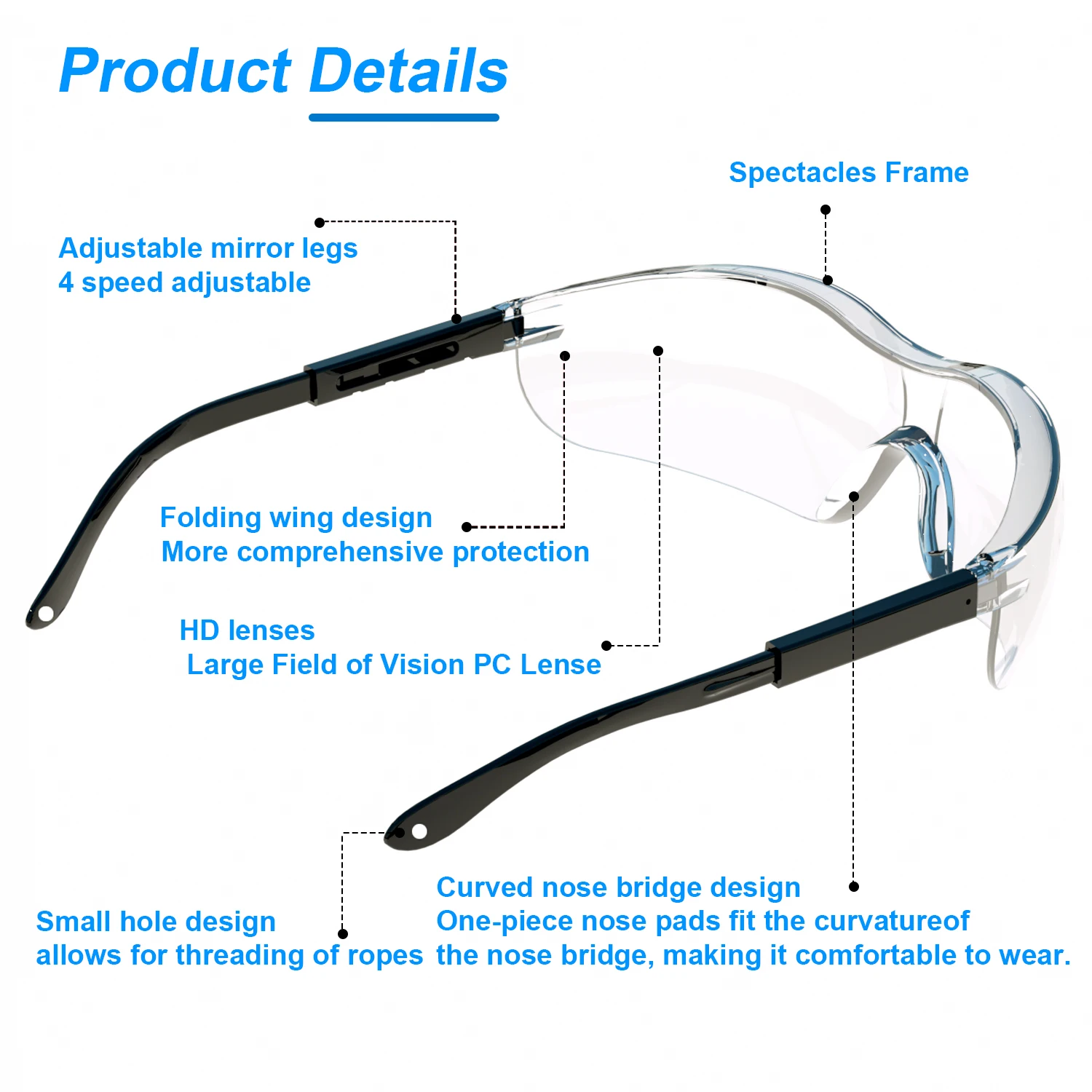 Stylish Working Eyewear Safety Sun Glasses Eye Protection Goggles Anti Fog Scratch Dust Splash for Industrial Lab Cycling Unisex thumbnail 3