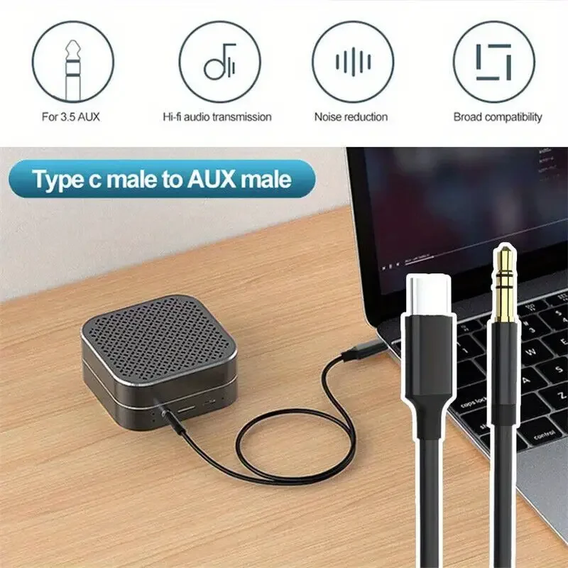 USB Type C To 3.5mm Head Jack Audio Aux Splitter Cable Car Speaker Headphone Headset Adapter For Android Samsung Xiaomi iphone15 thumbnail 6