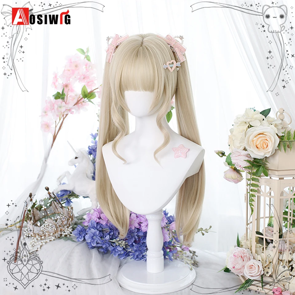 Synthetic Princess Cut Double ponytail Lolita Wig with Bangs Wig Girl Cute Ombre Blonde Black Cosplay Harajuku Wig thumbnail 6