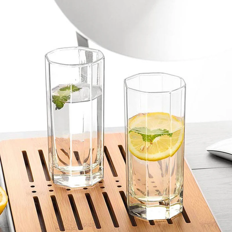 Glassware Kitchen Dining Bar Home Drinkware Tall Water Juice Drinking Glasses Set of 2pcs Transparent Tumbler Crystal Glass Cup thumbnail 3