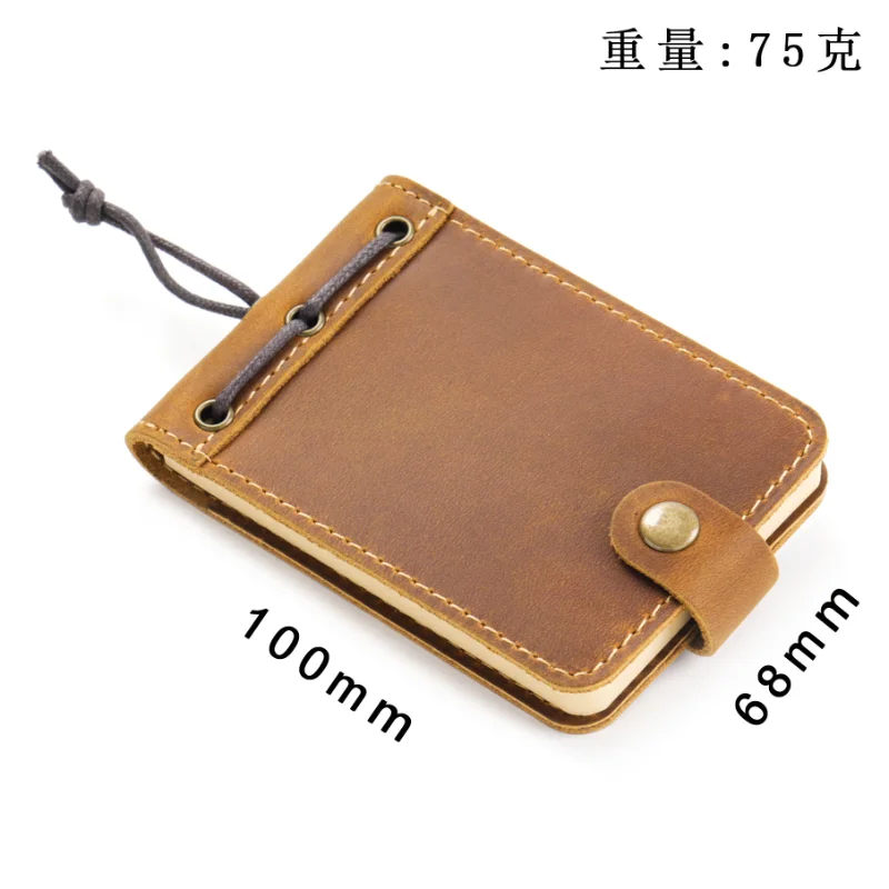 Pure Handmade Genuine Leather Small Size Mini Notebooks Cover Retro Cowhide Diary Journals Vintage Memo Notepad Paper Material thumbnail 5
