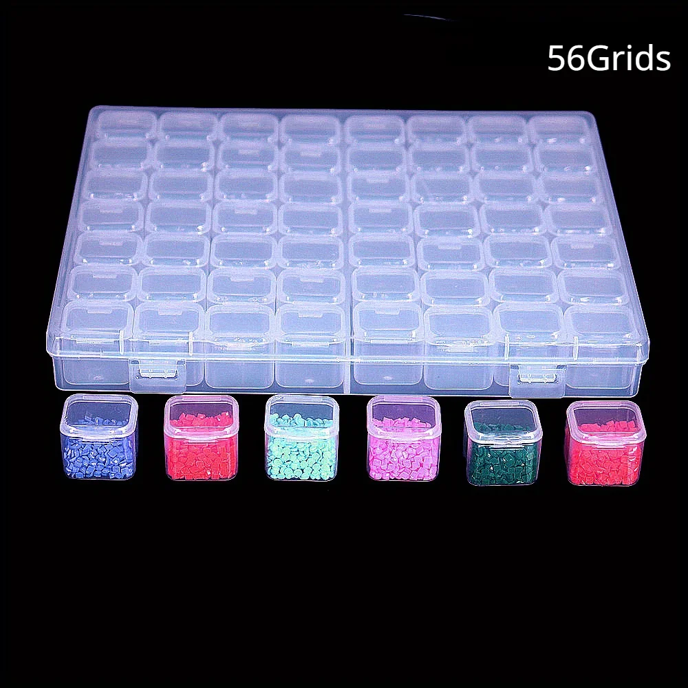 1 Set Of 28/56 Grids, DIY Diamond Painting Tool, Jewelry Nail Loose Bead Organizer, Independent Rice Bead Storage Container, Mul thumbnail 5