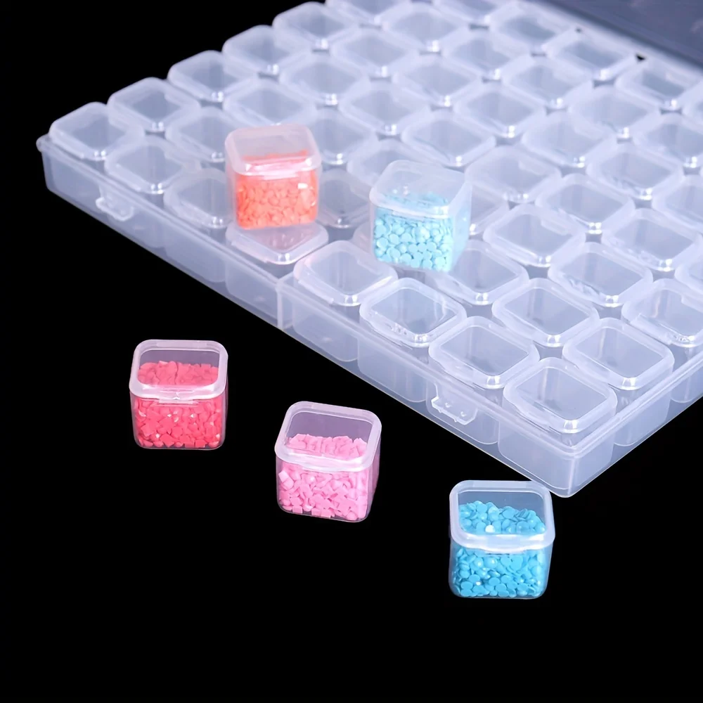 1 Set Of 28/56 Grids, DIY Diamond Painting Tool, Jewelry Nail Loose Bead Organizer, Independent Rice Bead Storage Container, Mul thumbnail 2