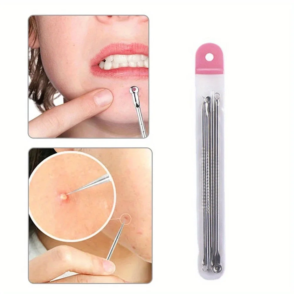 Blackhead Acne Pimple Blemish Extractor Remover Kit Stainless Steel Needles Remove Tools Face Skin Care Pore Cleaner 4pcs/bag thumbnail 4