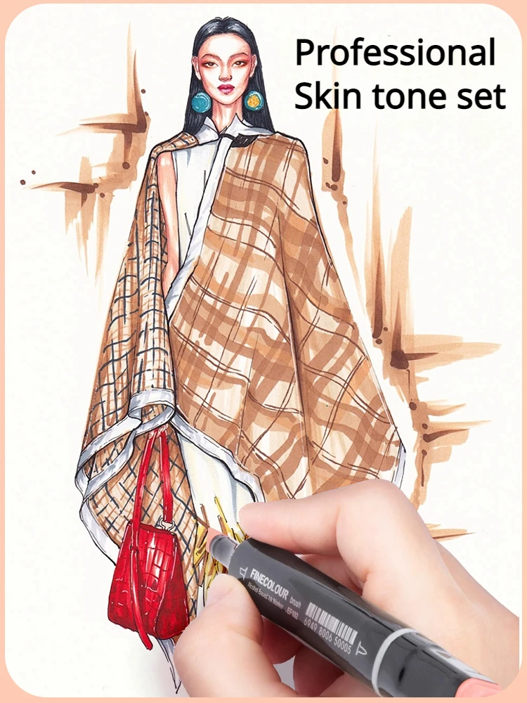 FINECOLOUR EF102 Double-headed Skin Color Markers Oily Alcohol Sketch Drawing Dual Art Marker pen School Art Supplies thumbnail 4