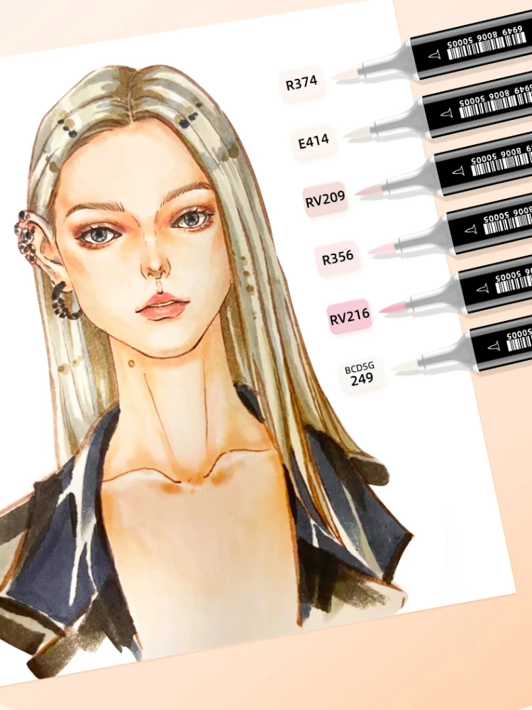 FINECOLOUR EF102 Double-headed Skin Color Markers Oily Alcohol Sketch Drawing Dual Art Marker pen School Art Supplies thumbnail 2