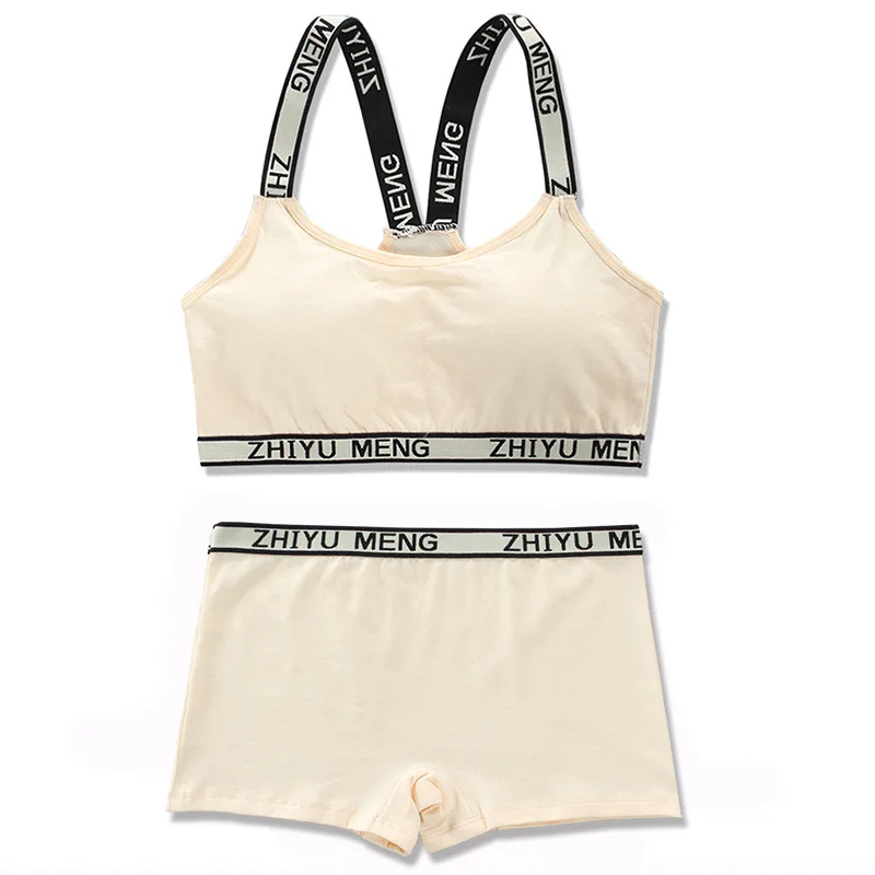 Kids Girls Bra And Panties Set Junior Students Development Stage Children's Training Bras+briefs 2pcs Outfit Teenager Undershirt thumbnail 3