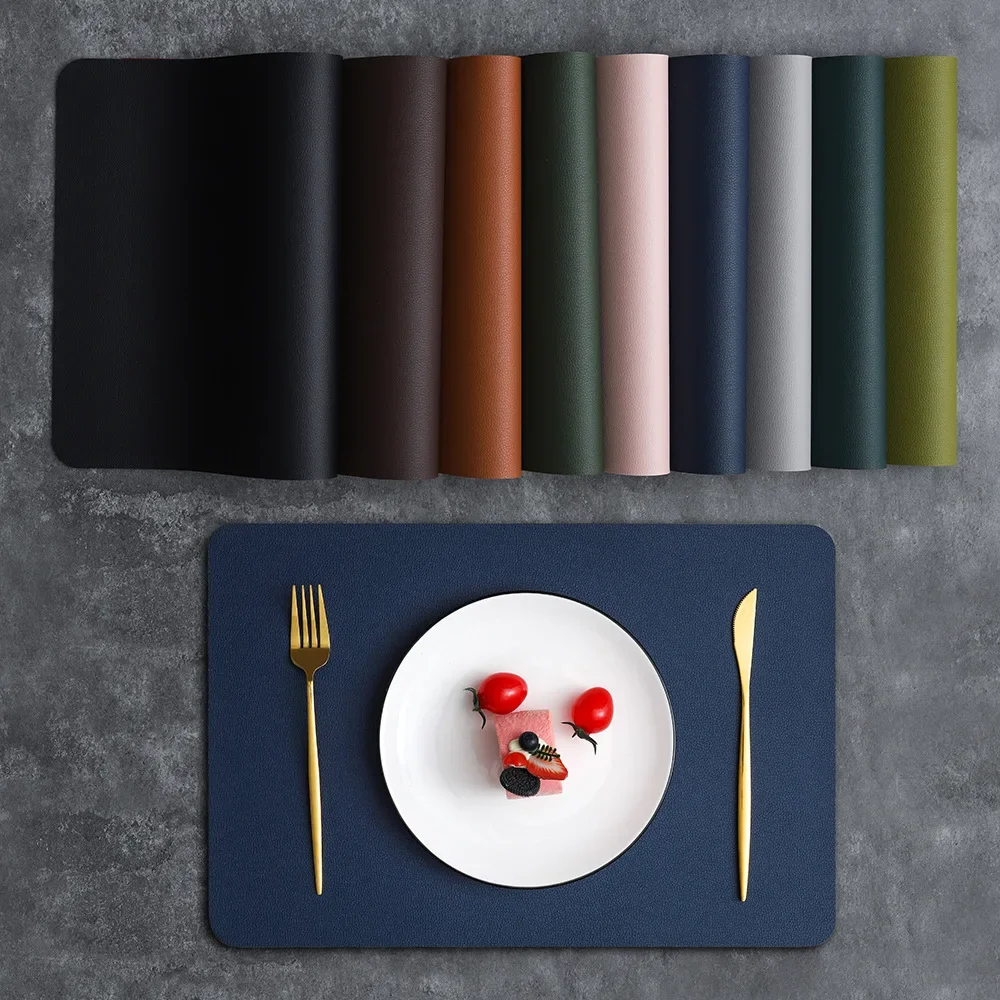 PVC Double-sided Leather Dining Table Mat Anti-Slip Thermal Insulation Home Decor Plate Mat Bowl Heatproof Non-Slip Placemats