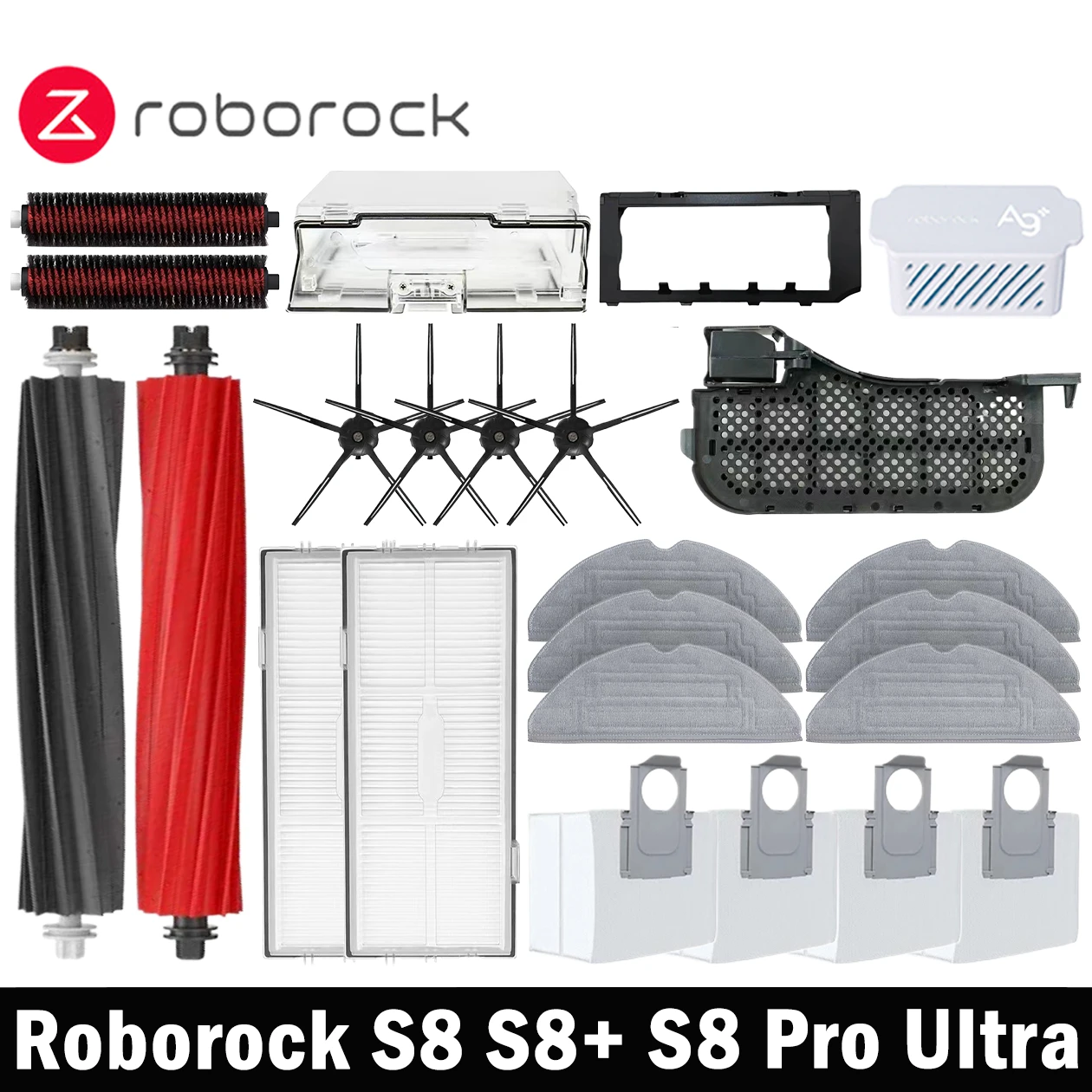 Roborock S8 S8 Pro Ultra S8+ robot Vacuum Cleaner mop Choth vacuum bags Accessories Side Brush Filter Replaceable Spare Parts