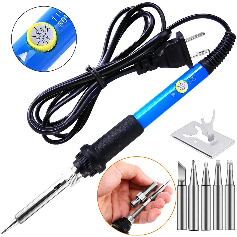 60W Adjustable Temperature Electric Soldering Iron  Welding Iron Rework Station Heat Pen Tips DIY Repair Tool thumbnail 6