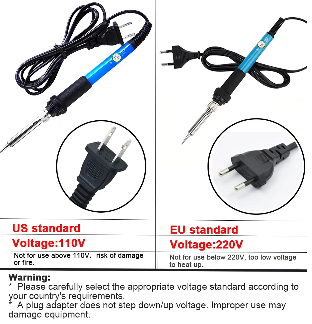 60W Adjustable Temperature Electric Soldering Iron  Welding Iron Rework Station Heat Pen Tips DIY Repair Tool thumbnail 3