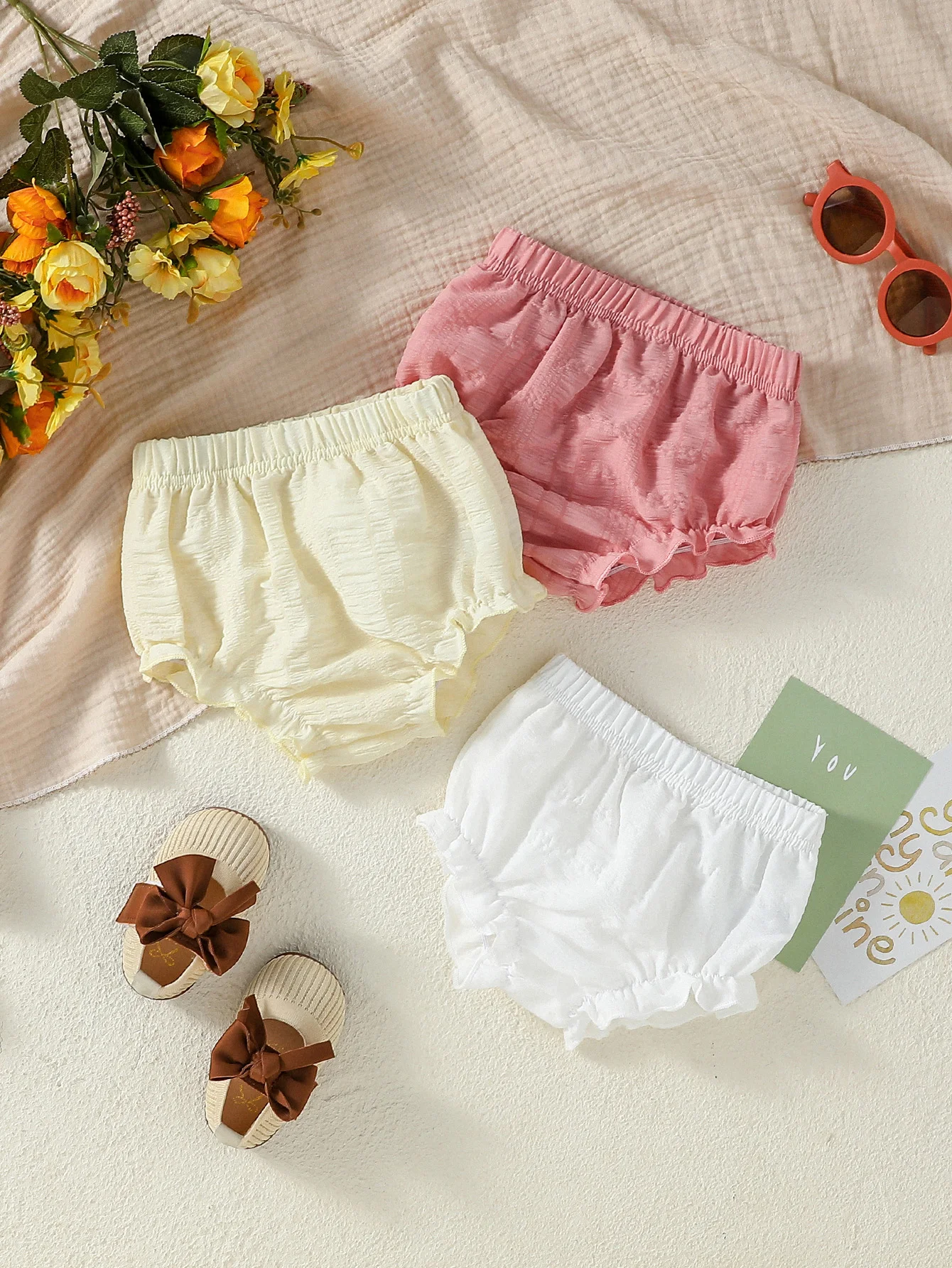 New Fahion Baby Girls Solid Short Pants 3pcs Summer Casual Wear thumbnail 3
