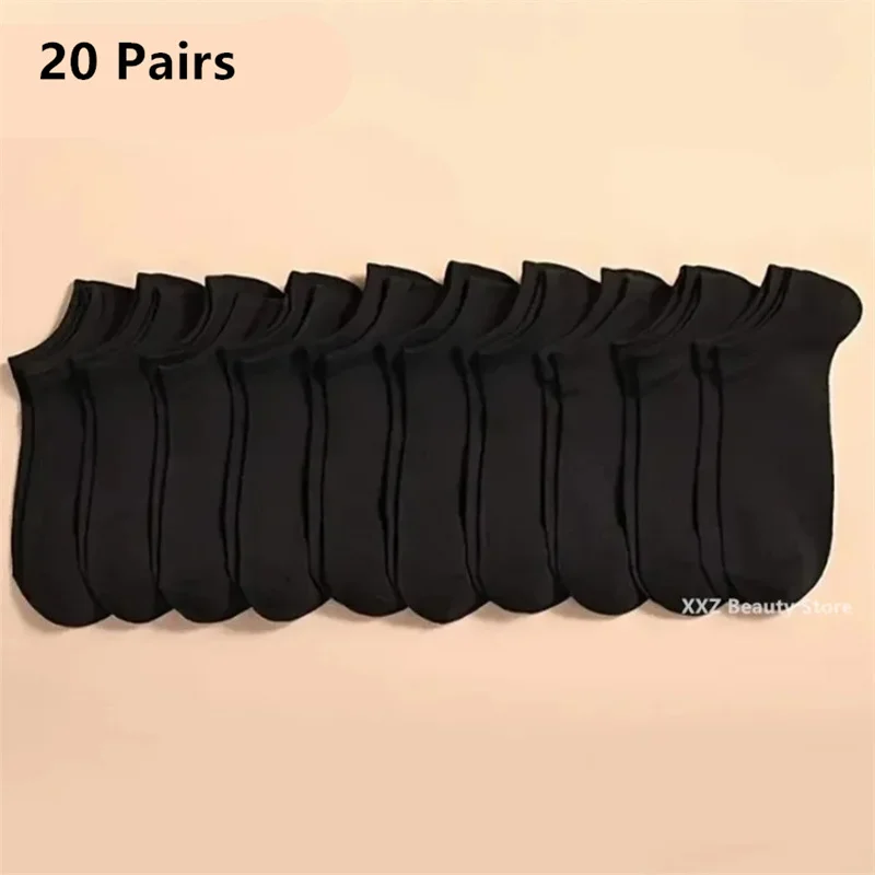 5/10/20 Pairs White Casual Breathable Socks Boat Socks For Women Men Invisible Low Cut Silicone Non-slip No-show Ankle Socks thumbnail 5