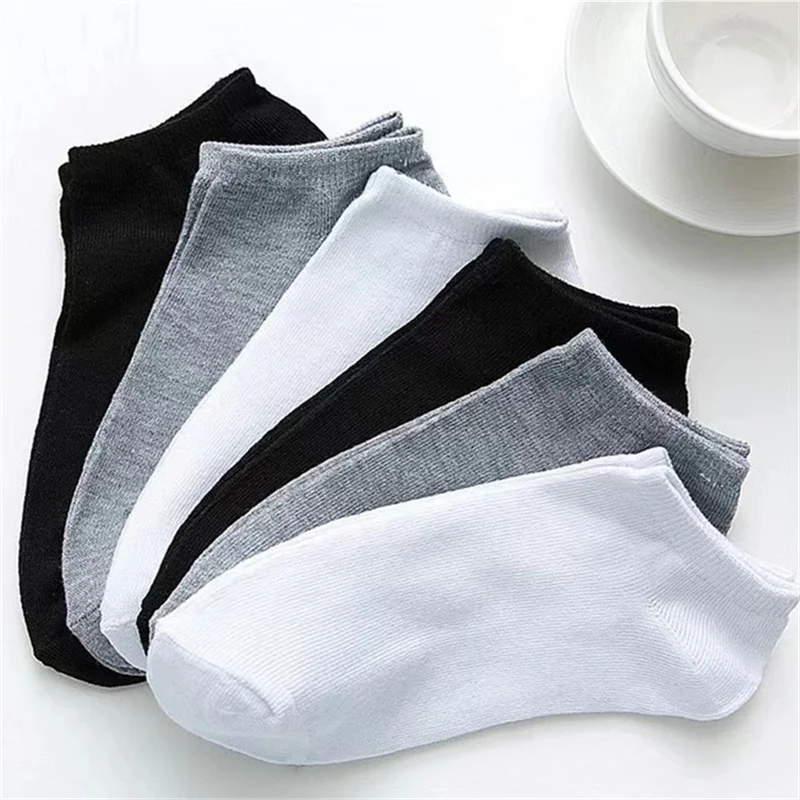 5/10/20 Pairs White Casual Breathable Socks Boat Socks For Women Men Invisible Low Cut Silicone Non-slip No-show Ankle Socks thumbnail 2