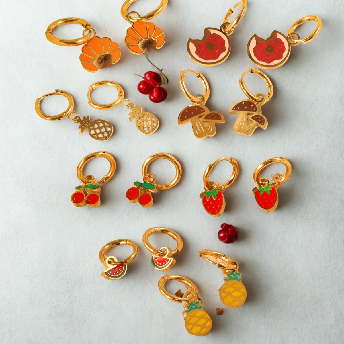 LUXUKISSKIDS Strawberry Charms Jewellery Earrings Cute Red Cherry Drop Pendients for Girls/Woman Steel Fruits Accessories Gifts thumbnail 3