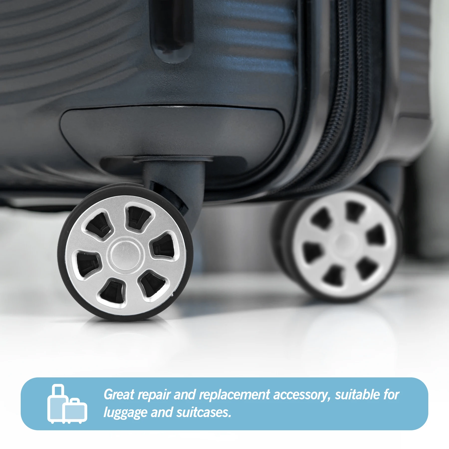 4/8Pcs Silver Replace Wheel with Screw For Travel Luggage Suitcase Wheels 55mm Axles Repair Kit Luggage Wheel Replacement DIY thumbnail 6