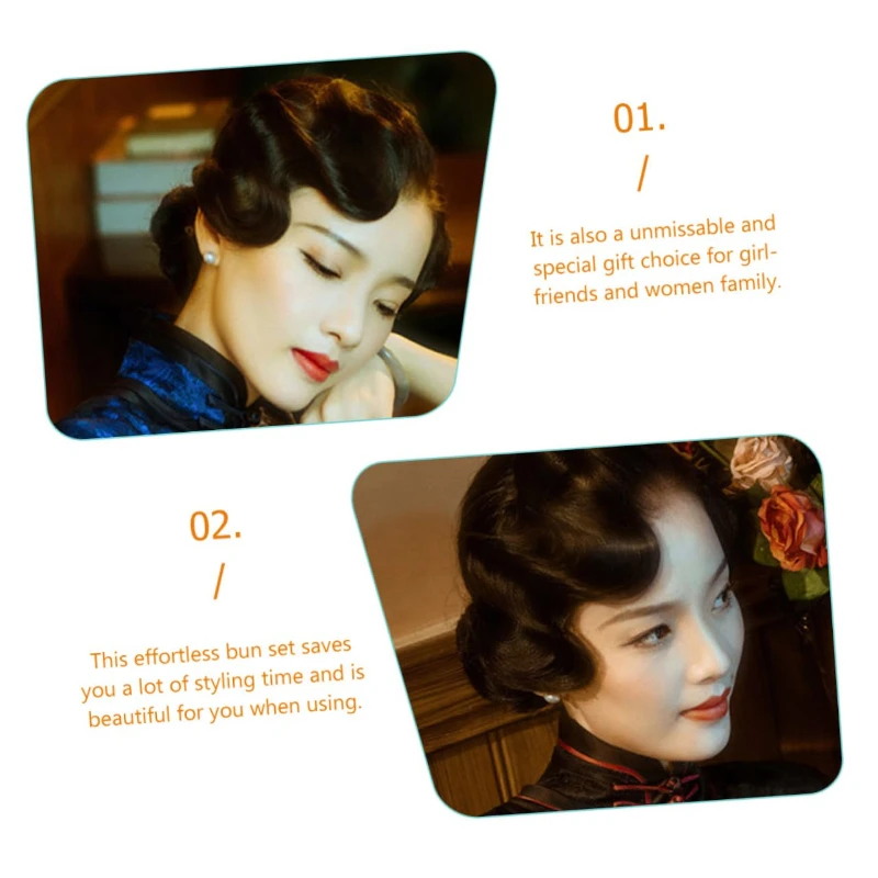 Fashion Vintage Wavy Wig Bangs Hat for Women Hair Extension Long Curly Wigs Space Hair Bun Surround Headband for Daily Use thumbnail 6