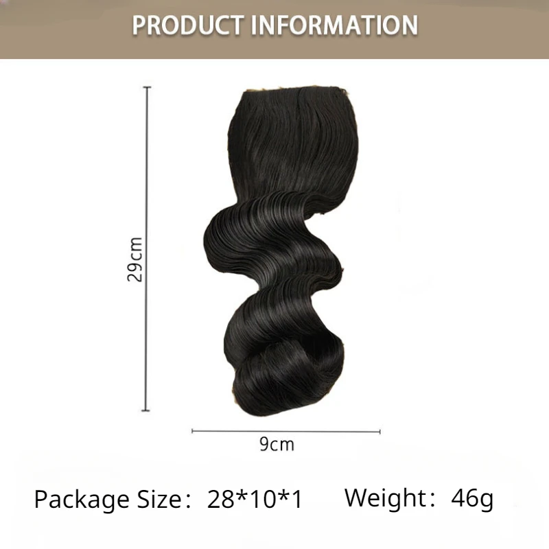 Fashion Vintage Wavy Wig Bangs Hat for Women Hair Extension Long Curly Wigs Space Hair Bun Surround Headband for Daily Use thumbnail 2