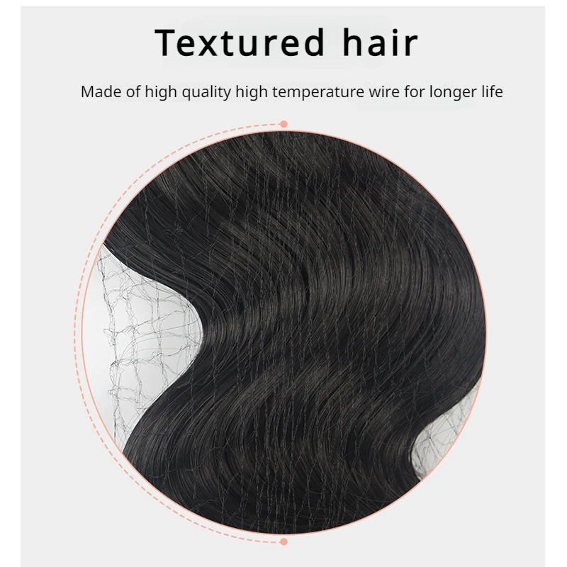 Fashion Vintage Wavy Wig Bangs Hat for Women Hair Extension Long Curly Wigs Space Hair Bun Surround Headband for Daily Use thumbnail 5