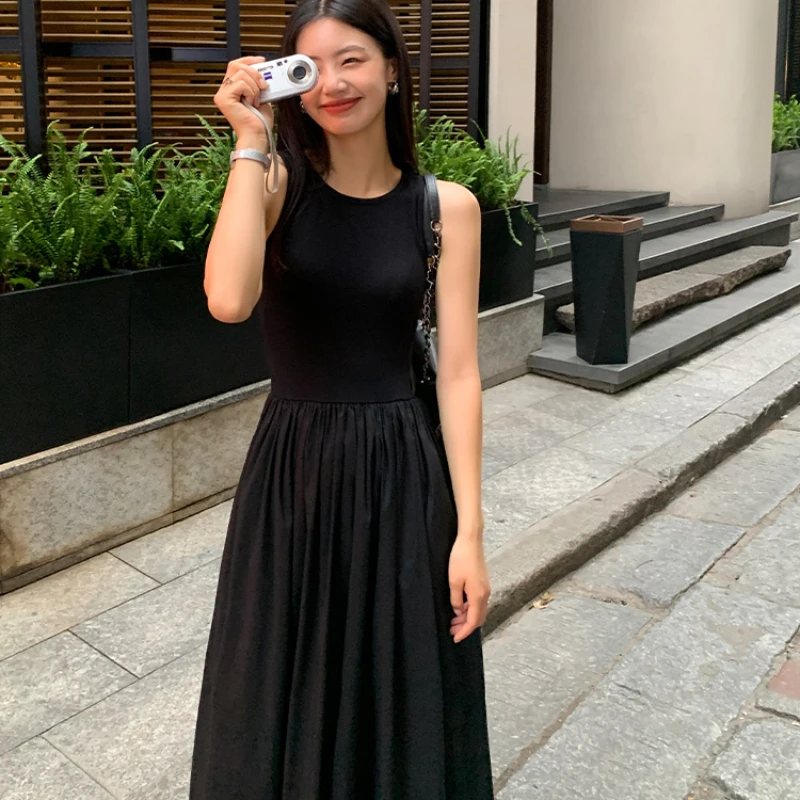 New Vintage Holiday Style Black Midi Dress Dresses for Women Clothing O Neck Office Lady Casual Pockets Women's Clothing thumbnail 4