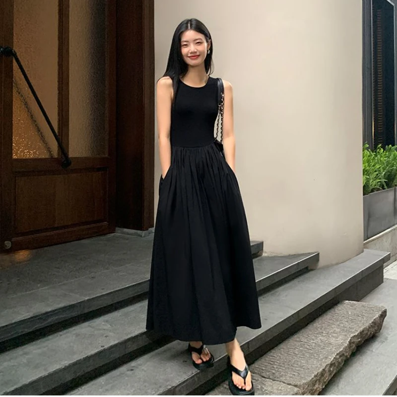 New Vintage Holiday Style Black Midi Dress Dresses for Women Clothing O Neck Office Lady Casual Pockets Women's Clothing thumbnail 2