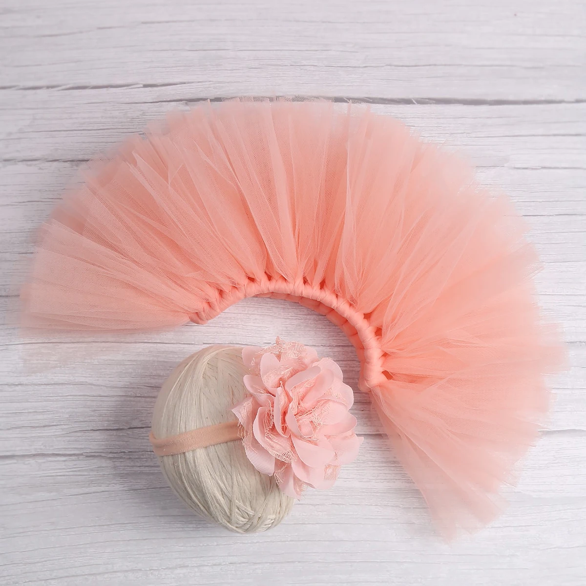 Ylsteed Newborn Photography Outfits Girl Handmade Infant Tutu Skirt with Flower Headband Princess Clothes Baby Girl Photo Props thumbnail 2