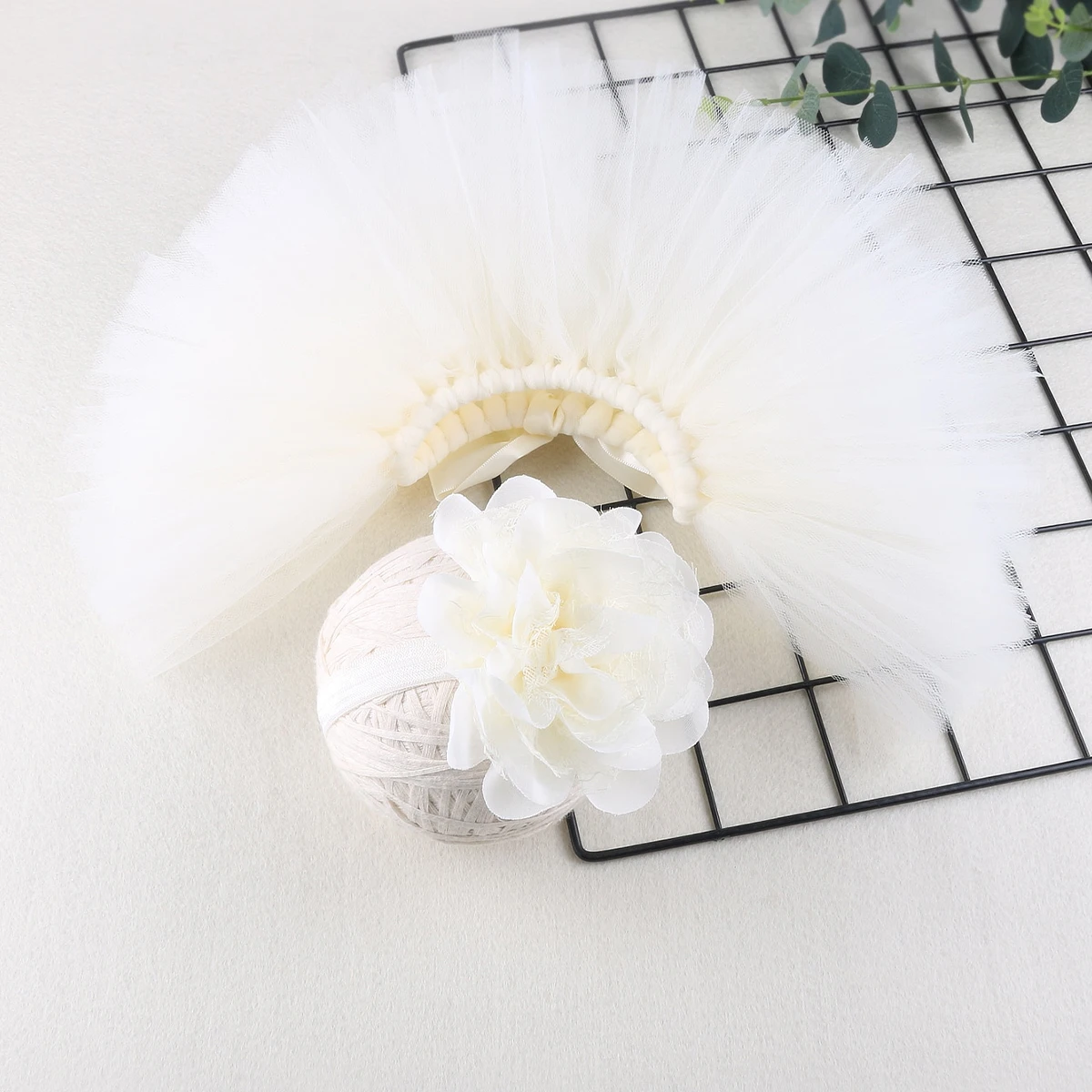 Ylsteed Newborn Photography Outfits Girl Handmade Infant Tutu Skirt with Flower Headband Princess Clothes Baby Girl Photo Props thumbnail 5