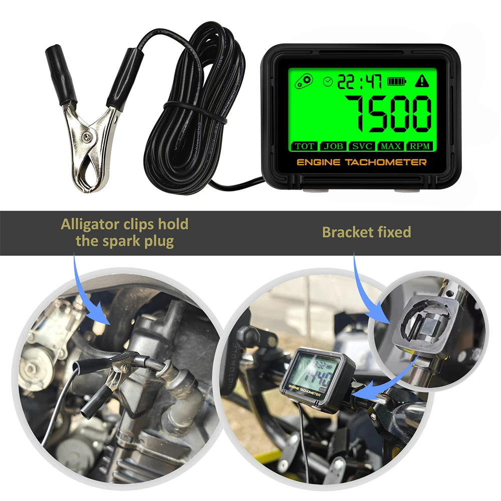 Motorcycle LCD Tachometers Hour Meter Clock Counter For ATV Snowmobile Boat Generator Instruments Auto Moto Accessories thumbnail 3