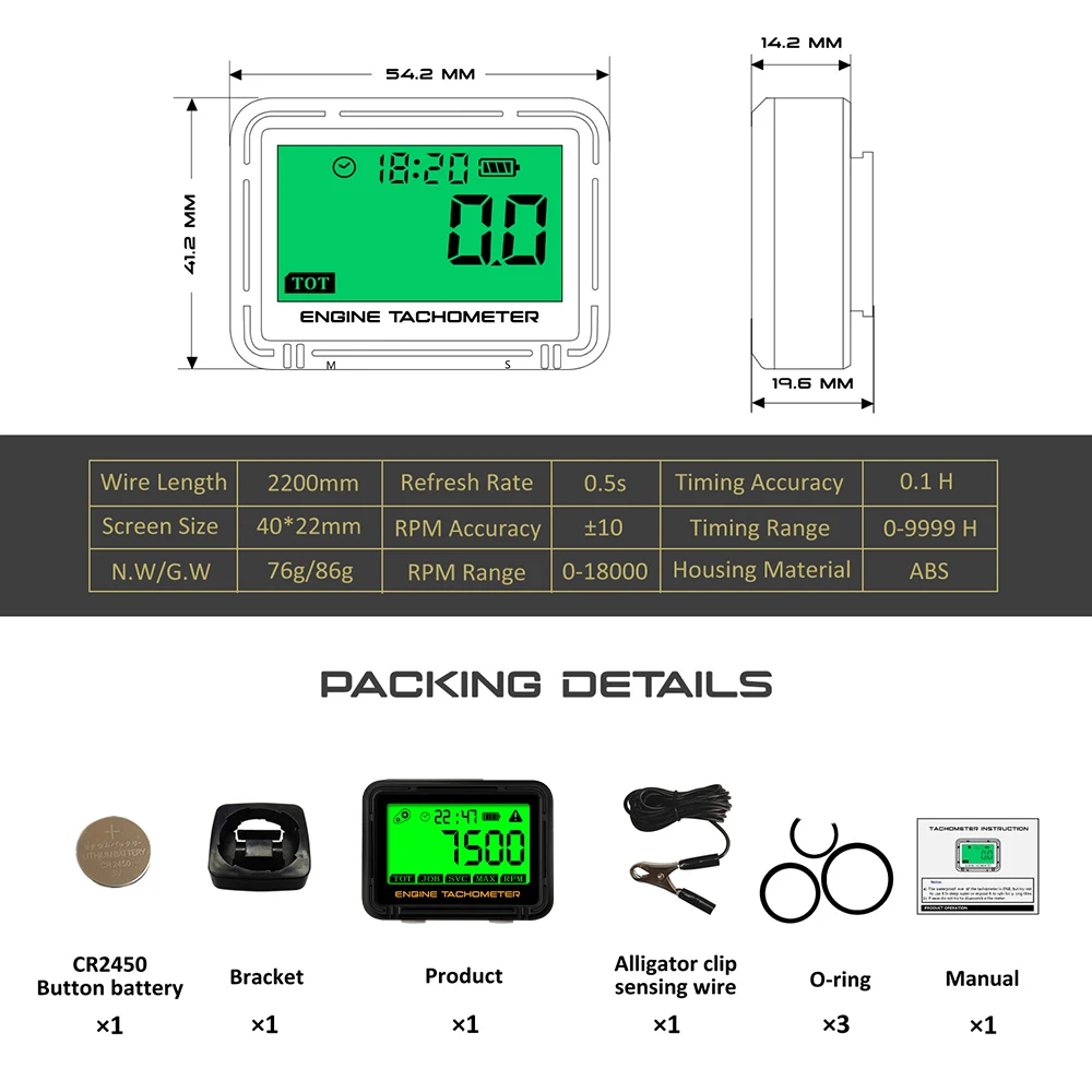 Motorcycle LCD Tachometers Hour Meter Clock Counter For ATV Snowmobile Boat Generator Instruments Auto Moto Accessories thumbnail 2