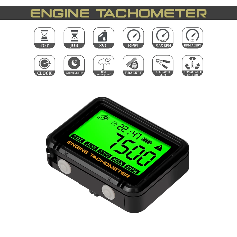 Motorcycle LCD Tachometers Hour Meter Clock Counter For ATV Snowmobile Boat Generator Instruments Auto Moto Accessories thumbnail 4