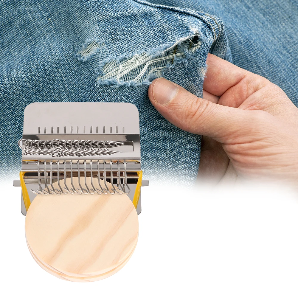 Knitting Tools For Mending Clothes and Jeans Small Frame Hand Tapestry Wood Loom Weaving Frame Small Loom Darning Machine thumbnail 2