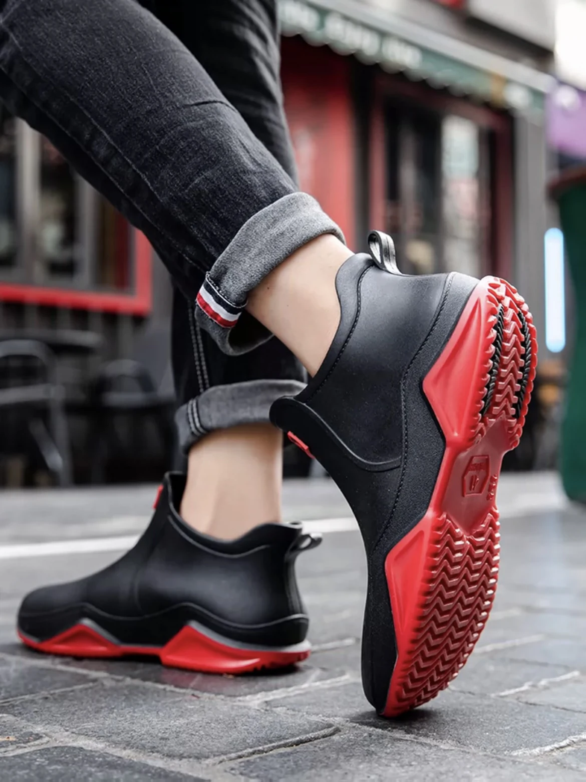 New Rain Shoes Ankle Women Waterproof Shoes Rain Boots Men Anti-slip Wear-resistant Plush Fashion Kitchen Summer Winter thumbnail 2