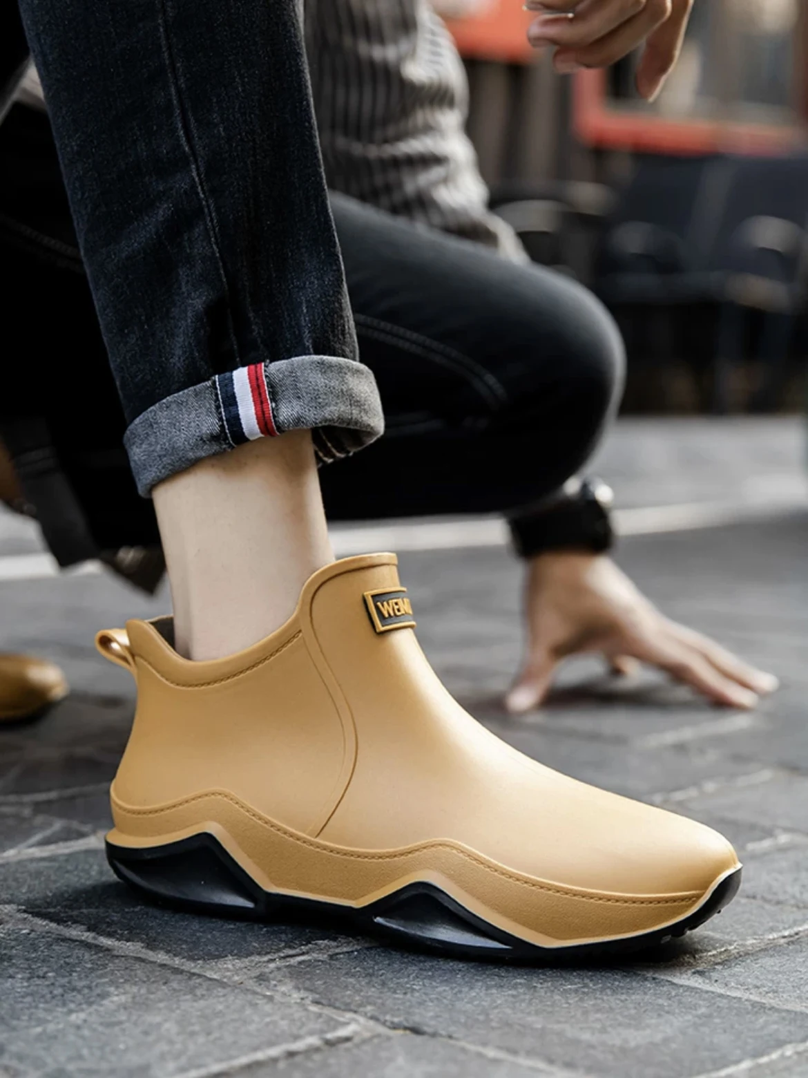New Rain Shoes Ankle Women Waterproof Shoes Rain Boots Men Anti-slip Wear-resistant Plush Fashion Kitchen Summer Winter thumbnail 3