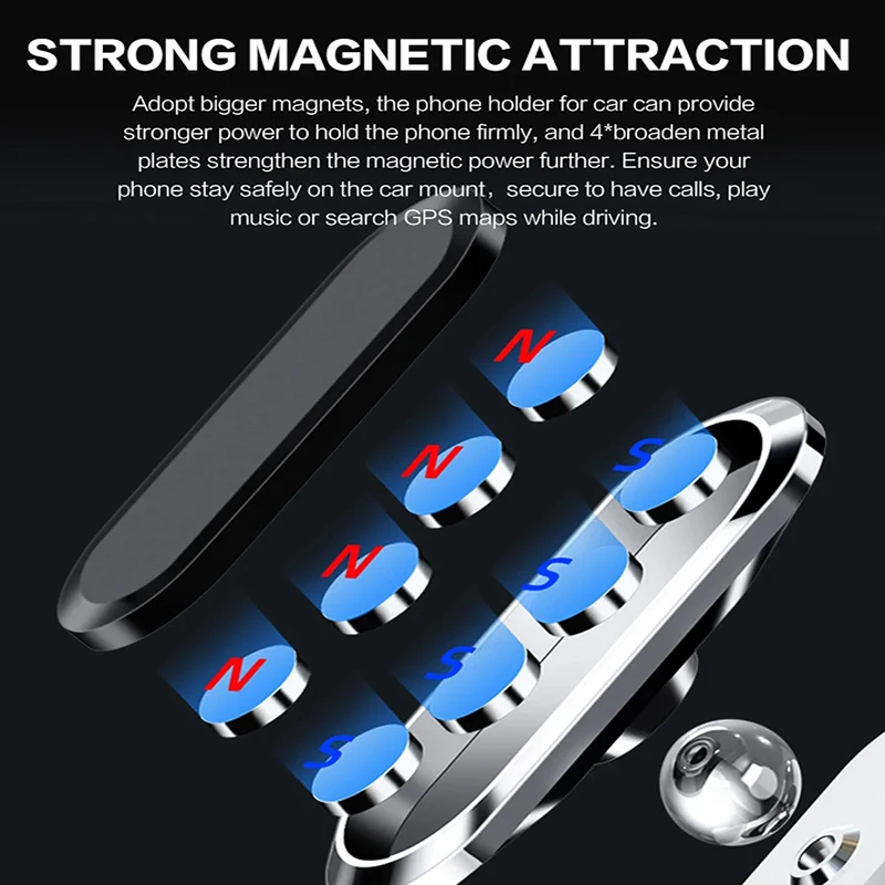 360° Magnetic Car Phone Holder Magnet Smartphone Mobile Stand Cell GPS Support For iPhone 13 12 XR Xiaomi Mi Huawei Samsung LG thumbnail 3