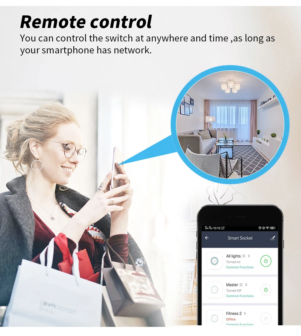 Tuya WIFI Smart Socket EU 16A/20A Wifi/Zigbee Smart Plug With Power Monitoring Smart HomeVoice Control Support Google Home Alexa thumbnail 5