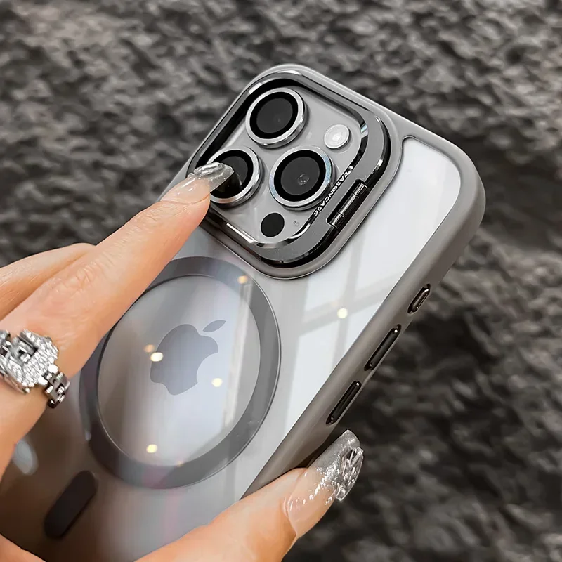 Luxury Magnetic Shockproof Case For iPhone 17 16 15 14 13 12 11 Pro Max For Magsafe Funda Stand Glass Lens Protecte Back Cover thumbnail 2