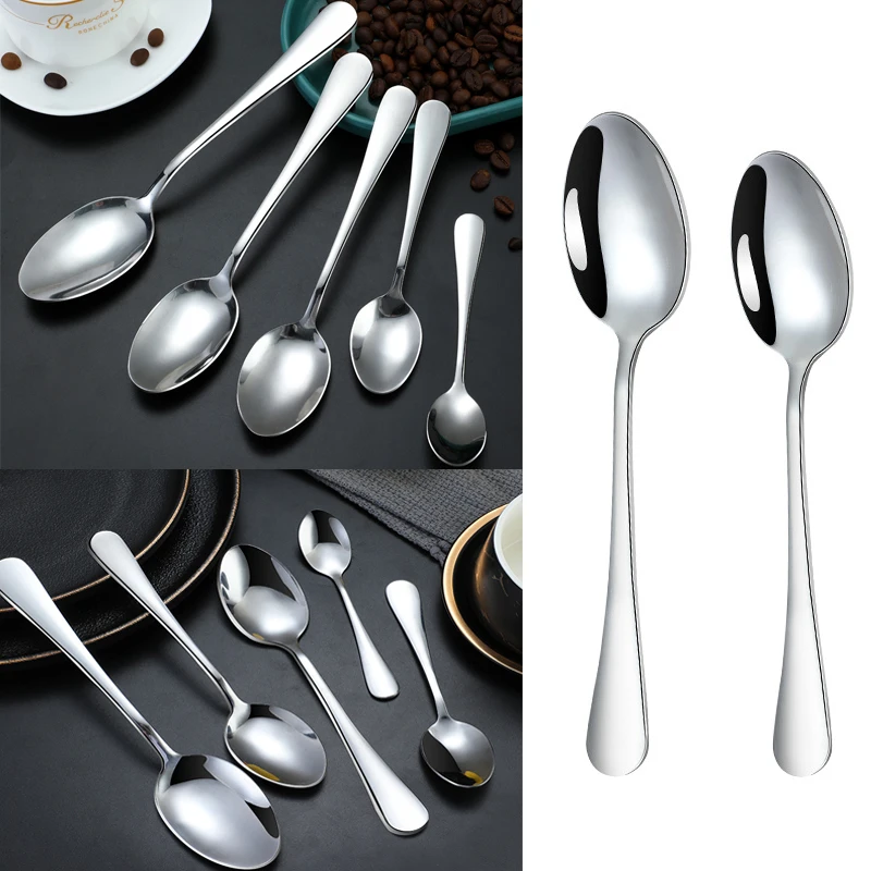 12Pcs 13.3CM Portable Stainless Steel Multipurpose Spoon High Quality Dessert Spoon Coffee Cup Surface Polished Coffee Tea Spoon thumbnail 2