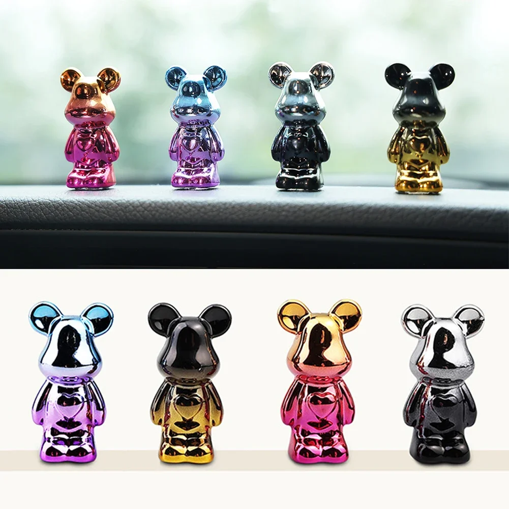 4Pcs Cute Bear Ornaments Car Dashboard Ornaments Center Console Decorations Accessories Office Home Gifts Auto Decor Ornaments